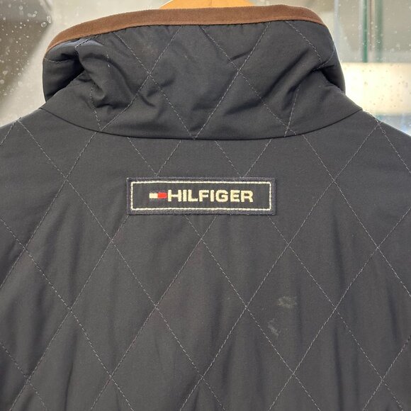 Tommy Hilfiger Vintage Diamond Quilted Barn Chore Jacket (Navy Blue/Brown) - Picture 14 of 16